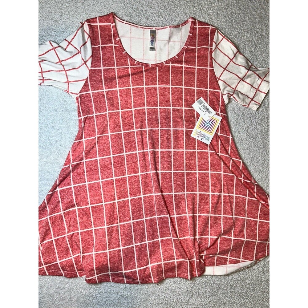 LULAROE NWT Women’s Perfect T Pink Ivory Checker Board Sz S